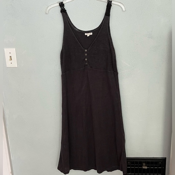 Eileen Fisher Dresses & Skirts - Eileen Fisher 100% Linen Sleeveless Tank Dress Charcoal Lace Strap Minimalist XS